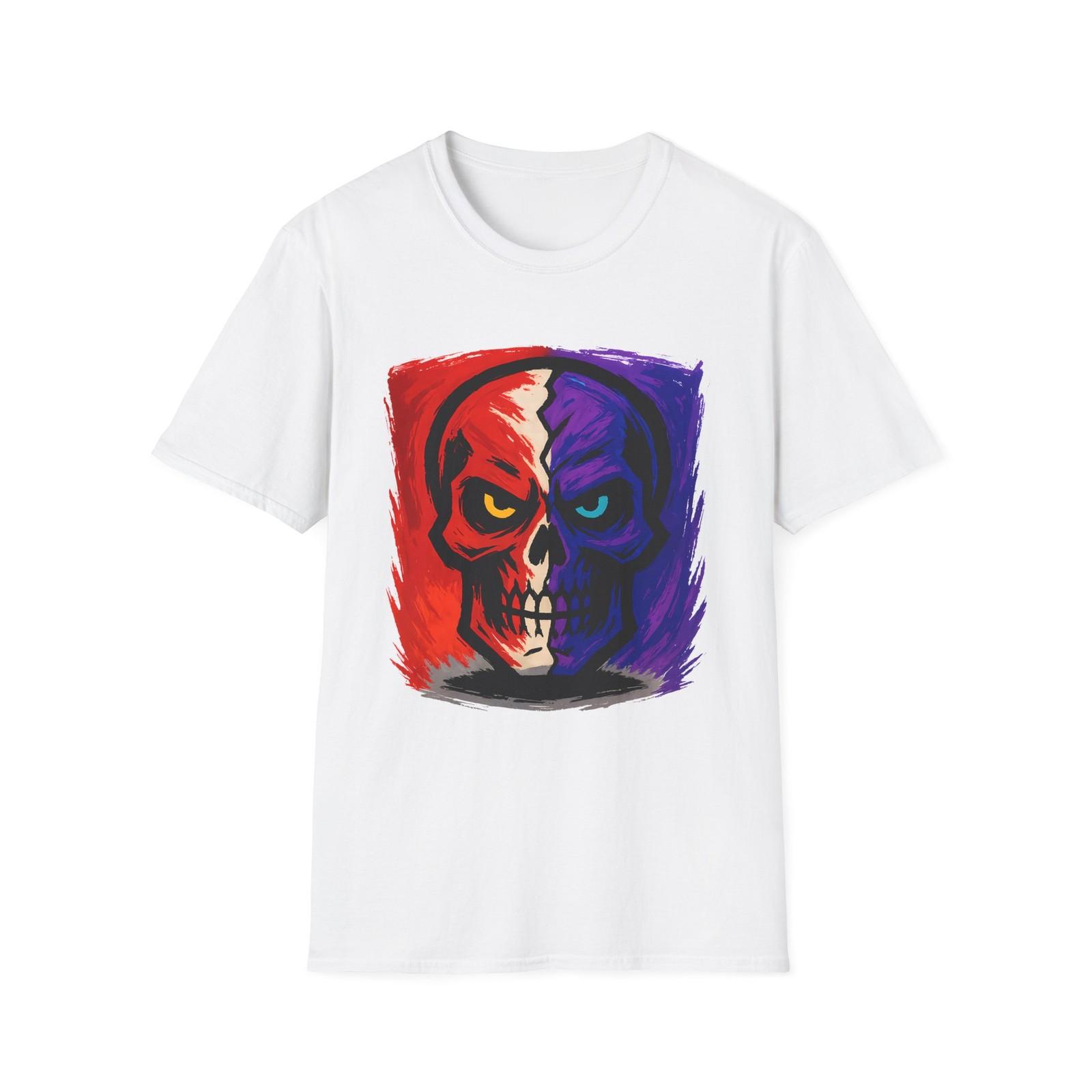 Unisex Softstyle T-Shirt Cracked Skull Tribal Fusion Electric Art S