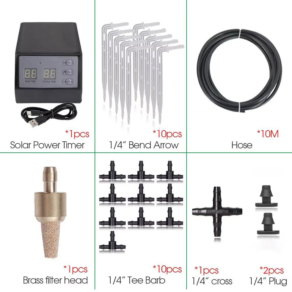 

New Irrigation Timer Water Pump Solar Automatic Watering Device Kit 2000mAh Rechargeable Drip Irrigation System