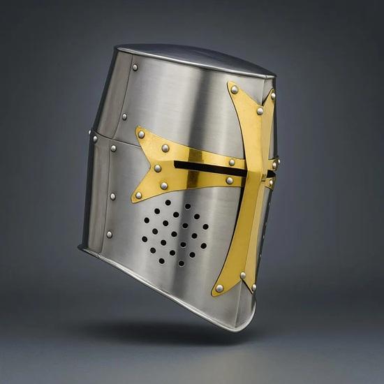 Knights Templar Crusader Great Helmet Perfect for Renaissance Fair, Cosplay, LARP, Halloween Costume Authentic Steel Replica