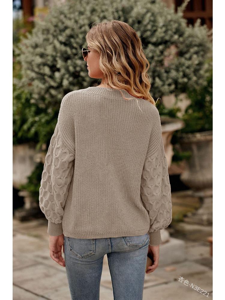 Solid Colour Long Sleeved Crew Neck Jumper Autumn Winter Fashion Commuter Bell Sleeve Knit Top Luxurious Relaxed-fit Slimming and Versatile Top
