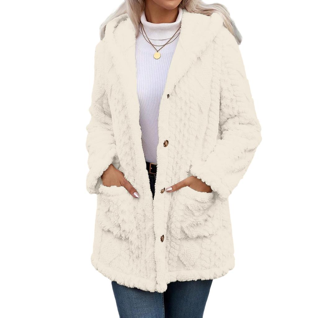 Womens Winter Coats Warm Plush Jackets Open Front Long Sleeve Cardigan Trendy Fuzzy Outerwear
