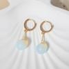 Fashion Three-color Round Imitation Jade Stone Dangle Earrings for Women Cubic Zirconia Jewelry Christmas Party Accessories