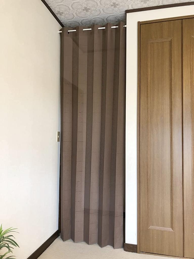 Accordion Room Heat Energy Adjustable 100 X 250 Flower KL31139 Curtain, Divider, Noren, Blocking, Saving, Length, Cm, Stripe, (Brown, CM516)