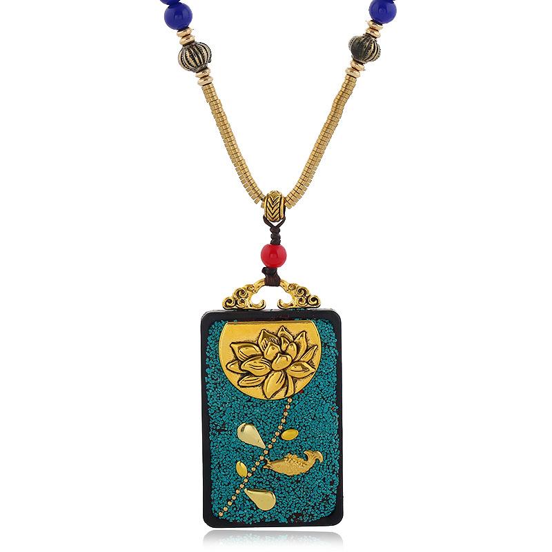 Nepalese Ebony Amulet Necklace Men's and Women's Retro Simple Short Collarbone Chain Cotton and Linen Clothes Accessories