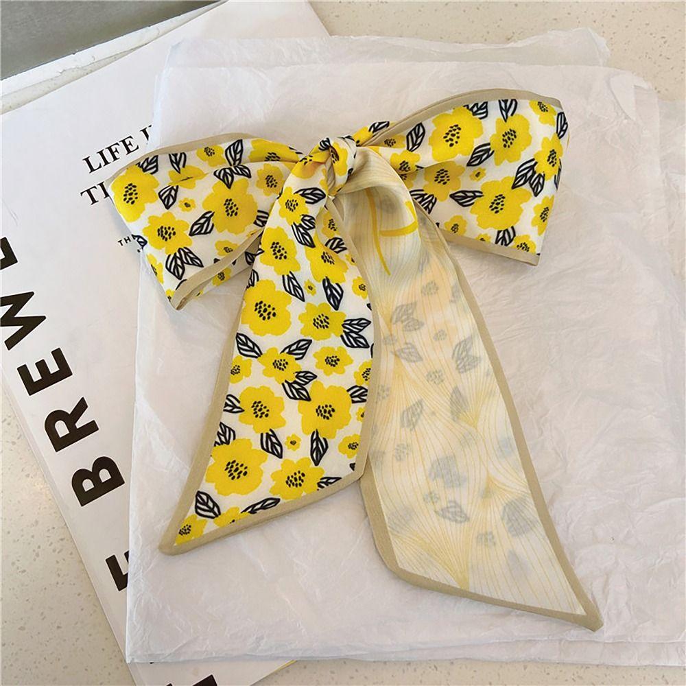 French Pastoral Style Hair Tie Elegant Rose Plum Blossom Bag Strap Bag/Hair Accessories Silk Scarf Headband Women Girls