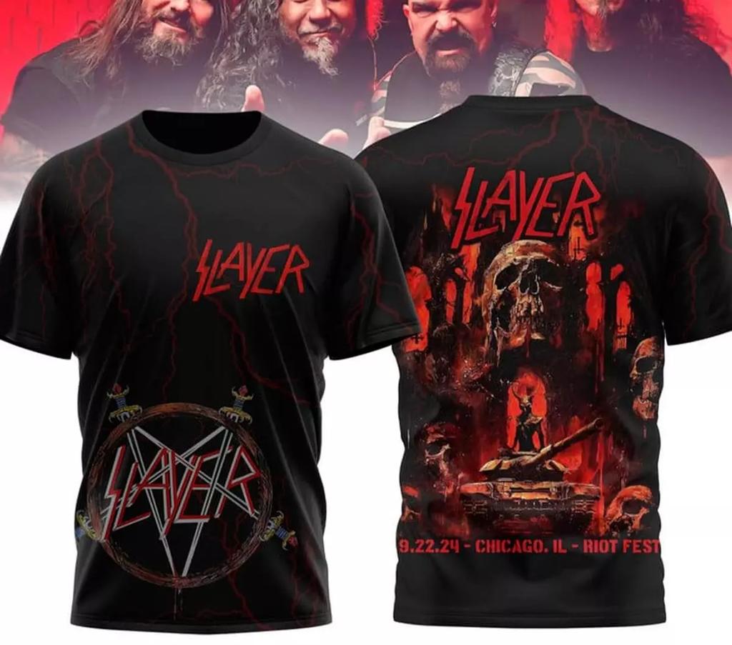 Popular Rock Band Slayer T-shirts 3D Print Men Women Casual Short Sleeve Round Neck T Shirt Oversized Tees Tops Unisex Clothing