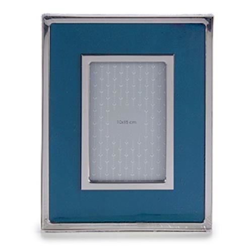 Cadre Photo - Giftdecor - 15 X 10 Cm - Daim - Aluminium - Bleu Marine