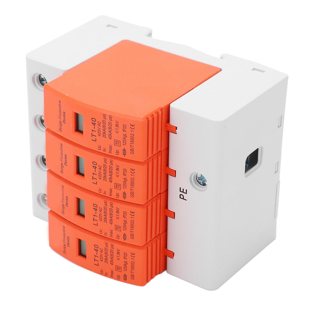 AC Surge Protector Quick Response 36mm Rail Installation 4P Surge Protective Device 20‑40KA 420V