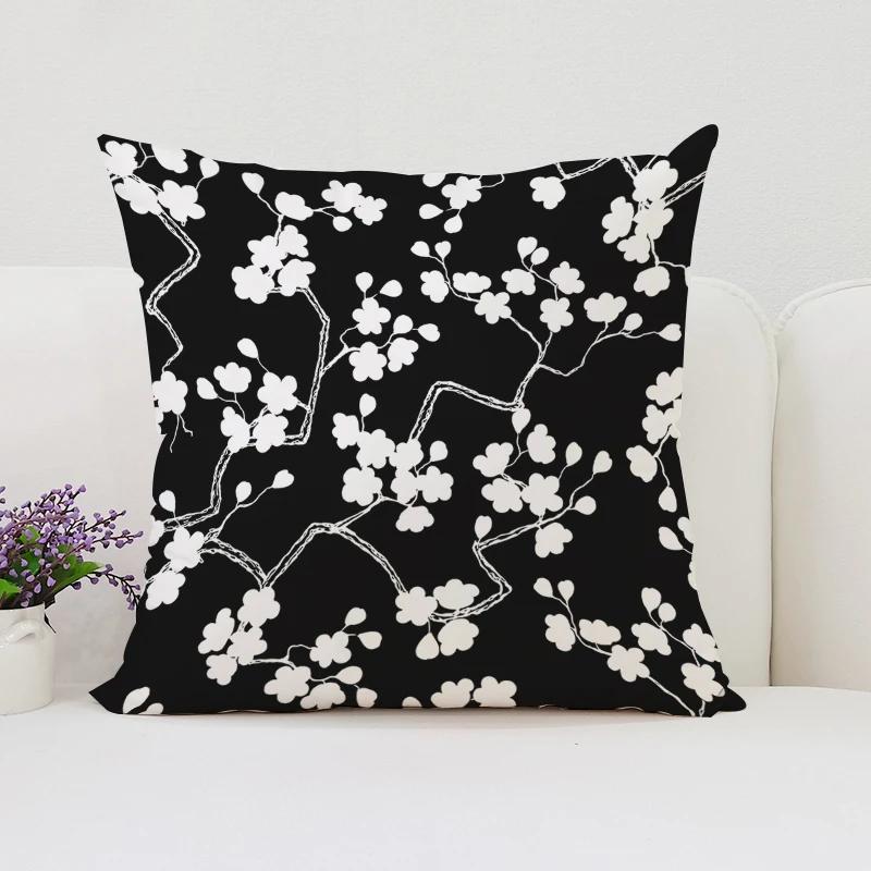 Japanese Cherry Blossom Pillowcases for Pillows 45x45 Cushions Cover for Living Room Cushions Luxury Cushion Cover Home Decor