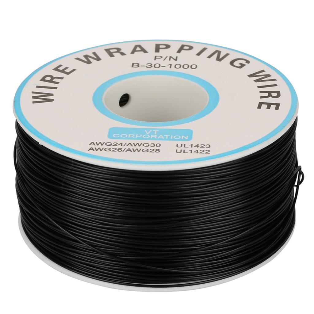 1 Rolle Drahtwicklung, einzelner Kupferdrahtstrang, 30 AWG, Kabel mit 0,25 mm Kerndurchmesser (Schwarz)