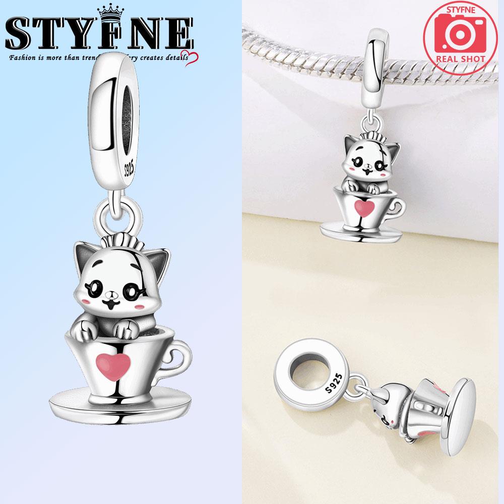 Copper Balloon Lion Elephant Panda Kitten Coffee Cup Charms Beads Pendant For Original Bracelet Woman Girl Jewelry