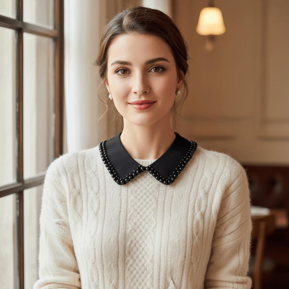 Elegantes unechtes Kragen-Perlenrand-Hemdkragen-Accessoire Modisches Kleid Blusen-Dekor Für Damen