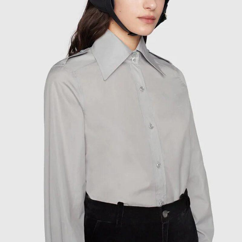 Gucci Shirts Women's Gray Lapel Moderate Other 675614-Z3599-1239