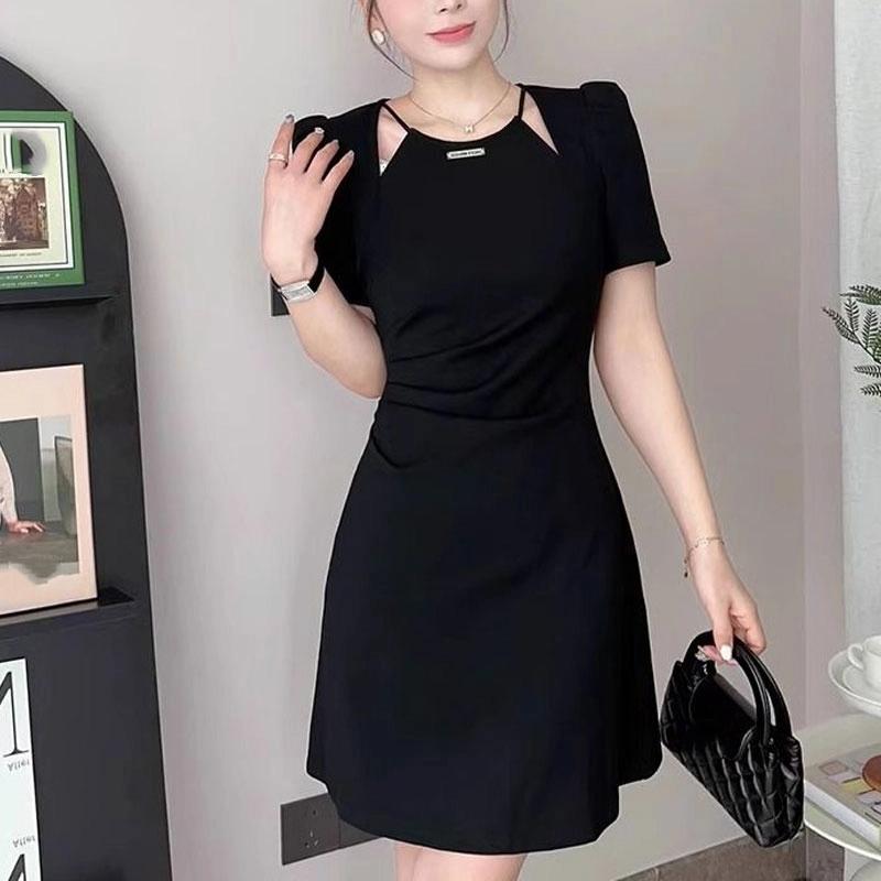 Dames Zomer Nieuwe Modieuze Midi-rok Taille-omsluitend Super Grote Maat Kleine Zwarte Rok Trendy