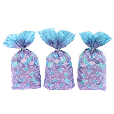25Pcs Mermaid Party Gift Bag Candy Biscuit Packing Bag Mermaid Tail Treat Bags