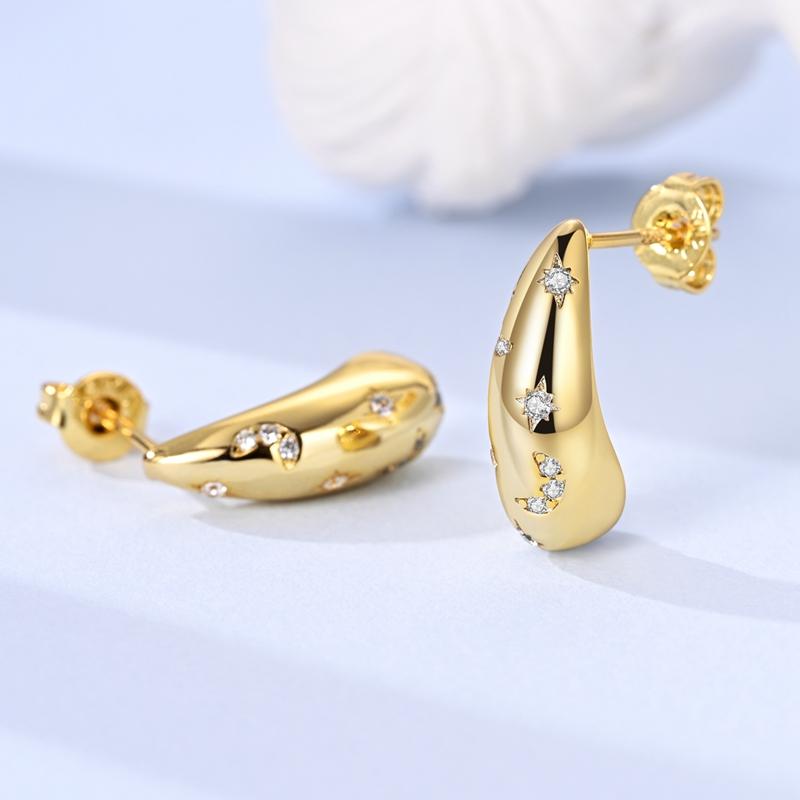 Earrings Original 925 Silver Stud Drop Hoop Earrings Rose Gold for Women Girls Party Wedding Birthday Jewelry Gift