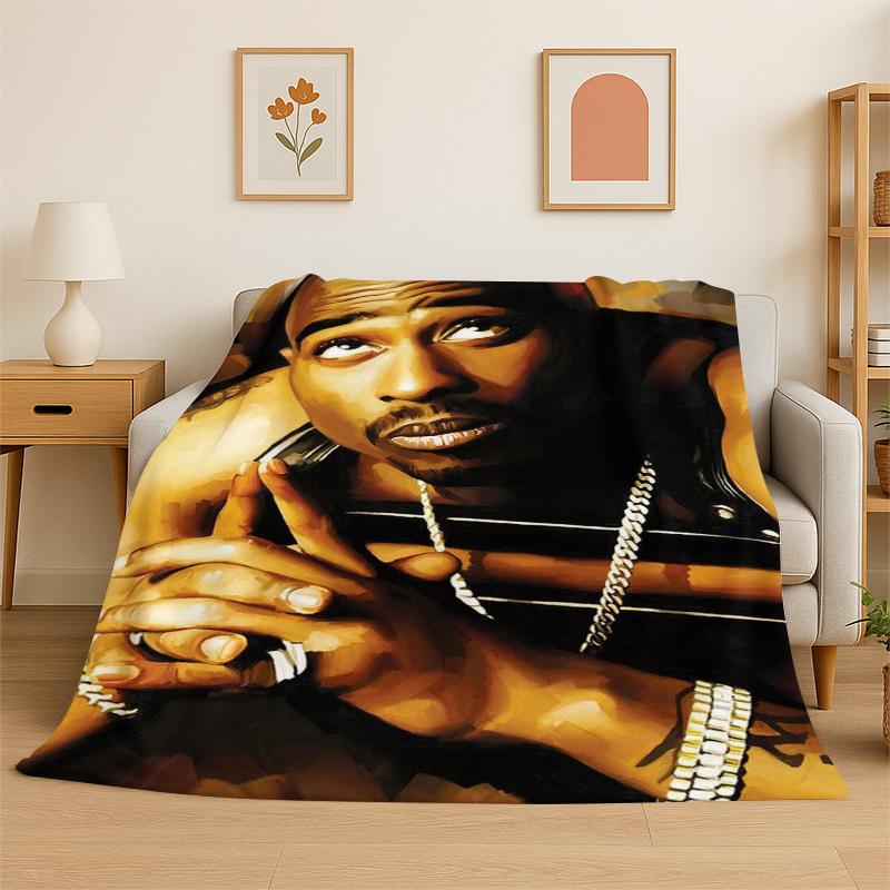 

Rapper Eminem Tupac 19pac Hip Hop Rap God Flannel Blanket Soft Warm Throw Blanket for Bedroom Living Room Bed Travel Picnic 75x90cm