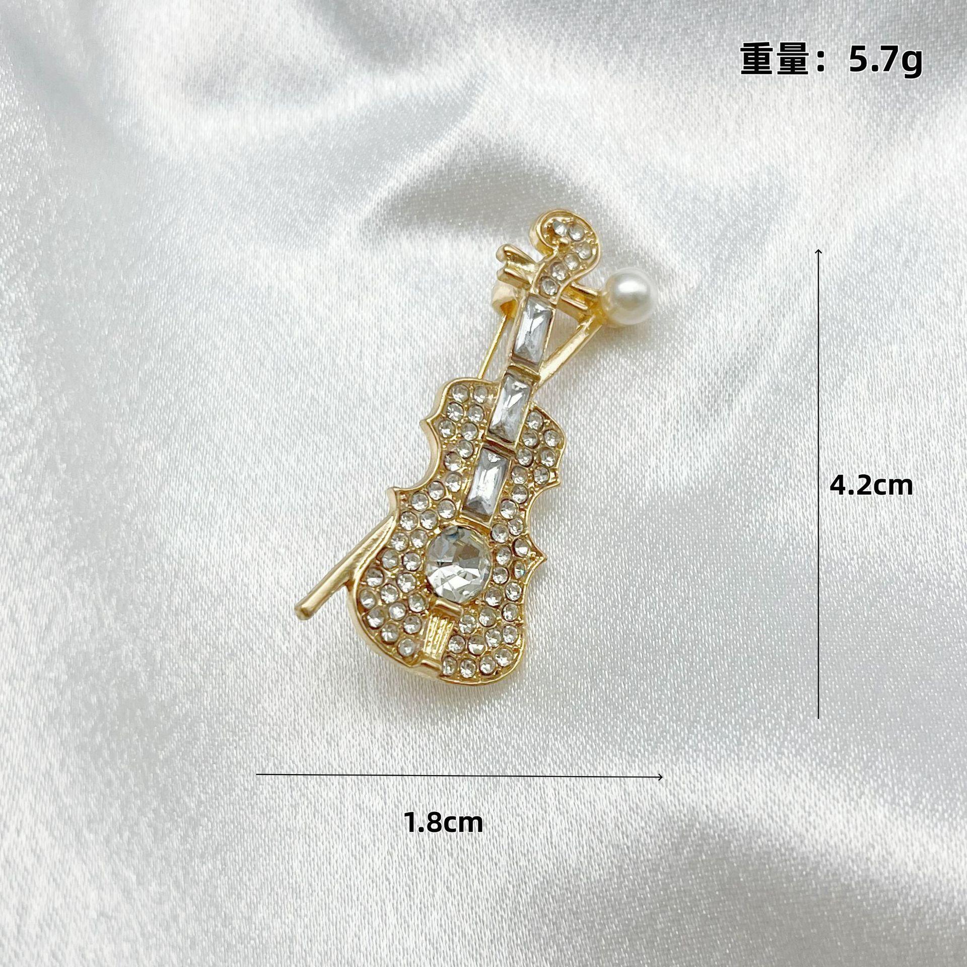 Модная изысканная брошь-скрипка элегантный темперамент инкрустация бриллиантами простая универсальная нота-булавка ювелирная брошь воротник