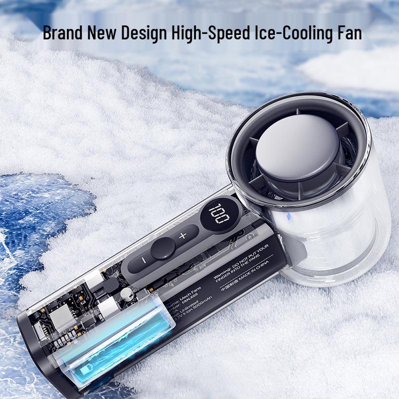 High-Speed Transparent Portable Mini Fan with Superconducting Ice Pack