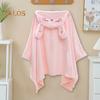 Children Coral Velvet Hooded Bath Towel Cloak Cartoon Animal Shape Faster Absorption Technology Animal Ear Hood Baby Shower Robe