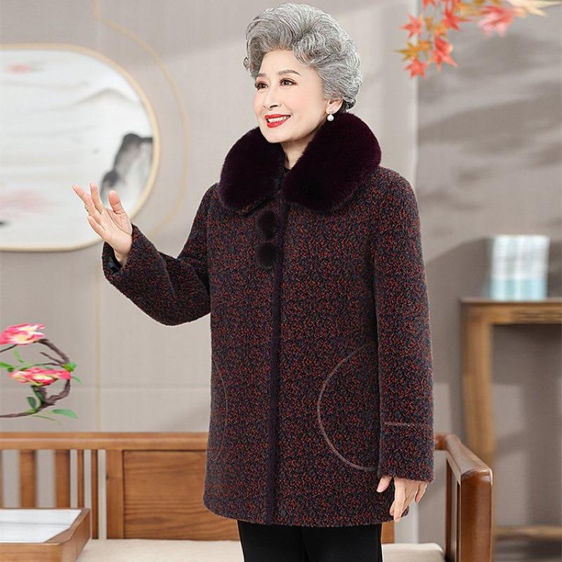 Middle aged winter clothing mother thickened coat temperament grandma mink velvet coat old man lady clothes