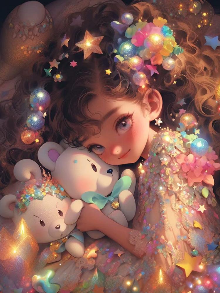 Diy 5D Diamond Painting Cute Girl Cat Full Round Square Diamond Art Pet Animal Mosaic Embroidery Set Wall Decoration Full Round 20x30CM black
