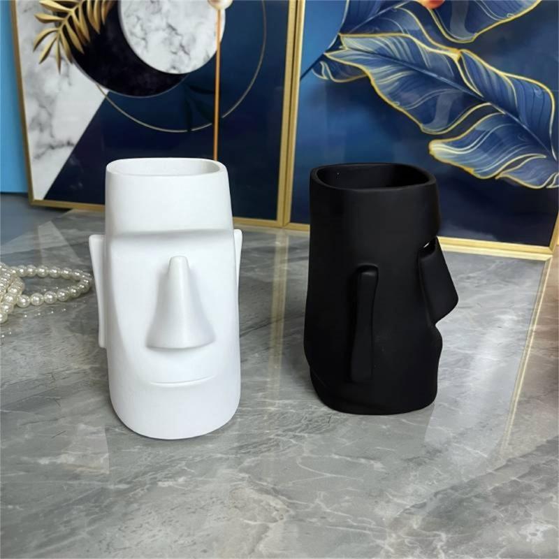 Resin Pen Holder with Glasses Holder Pen Cup Decorative Pen Holder Desk Pen Organizers Box for Office Desk Organization