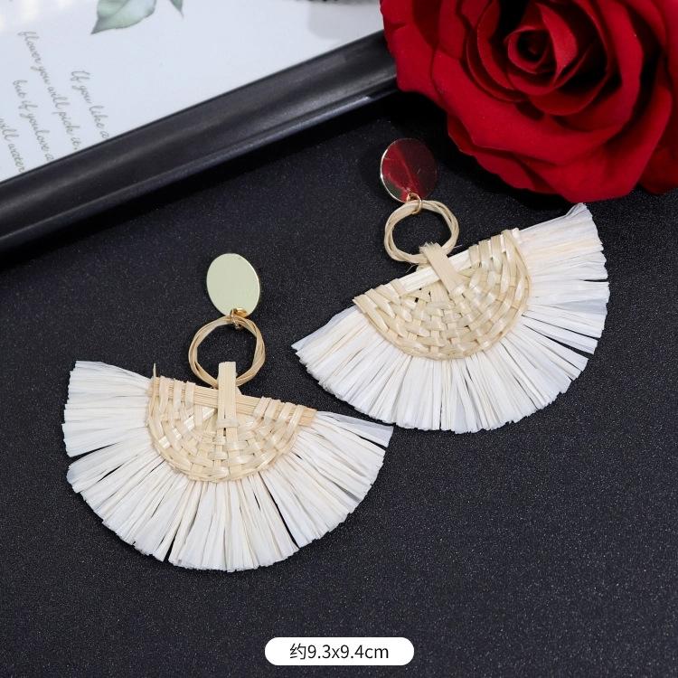 Vintage Urlaubs Rattan Bast Ohrstecker Weiblichkeit Strand Ohrringe personalisierte Ohrringe handgemachte Ohrringe