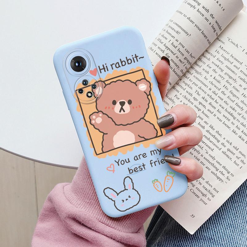 Flowers Funda For Honor 50 Capa Huawei Nova 9 Phone Case Soft Silicone Cute Cat Bear Back Cover For Honor X6a X6b X6c TPU Bumper