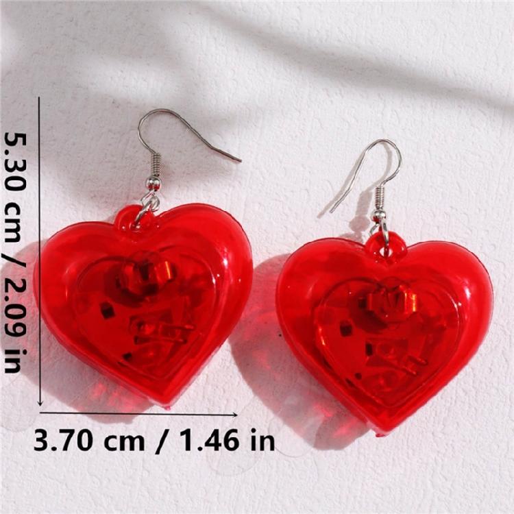 Fashion Dangle Earrings Heart LED Lights Pendant Earrings Valentines Jewelry