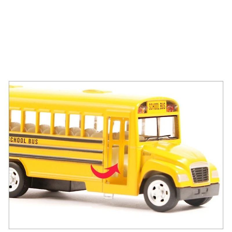 1/36 Scale 5'' School Bus Toy Car For Children RMZ CiTY Classical Diecast Miniature Vehicle Model Pull Back Collection Gift For Boys