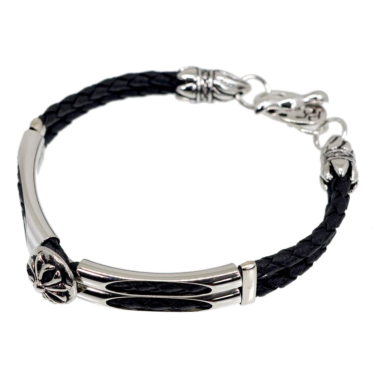 

WHITE METAL Bracelet Bangle for Heavy and Cross [BLUE GEMS] Men, Present, Design; KOBR-019
