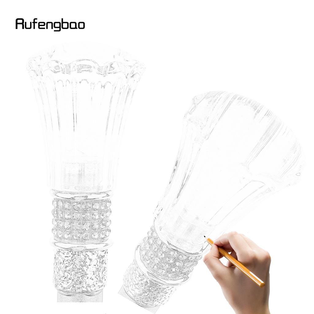 Průhledná skleněná koule Zlatá červená slitina Pohádkové hůlky pro dívky Princezna Vycházková hůl Hůlka Cosplay Svatba Narozeninová oslava 92cm