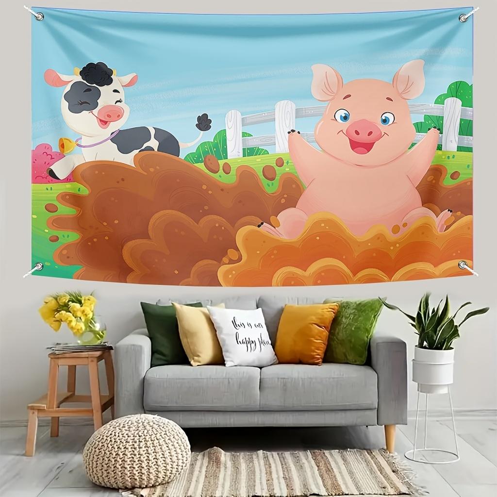 Cute Pig And Friends Tapestry - Whimsical Wall Hanging For Home Decor, Perfect Gift For Those Who Love Adorable