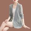 Elegant Women Long Knit Cardigan Open Front Loose Fit Casual Wear Spring Summer Fashion V Neck Solid Color with Pockets