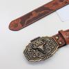Embossed Pattern Wasitband Adjustable Belt For Daily Use And Outdoor Activity with Metal Bull Head Buckles for Men Women