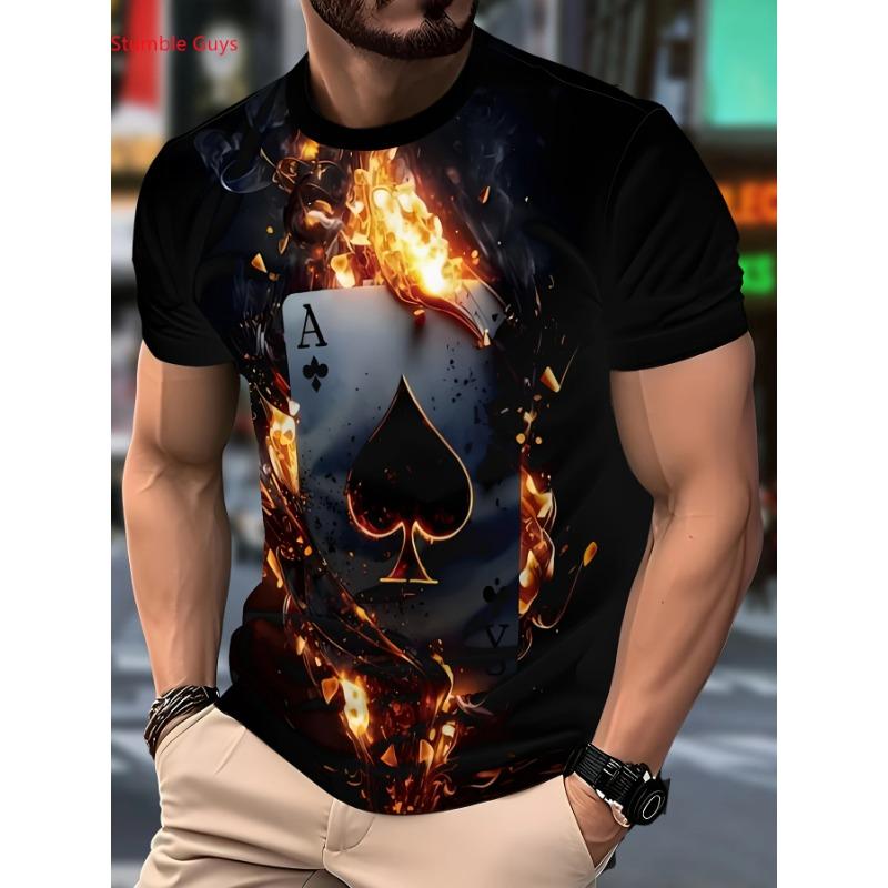 Casual Street Printed Men s Short Sleeve Tee Summer Fashion Quick Dry Breathable Jersey Sportswear S