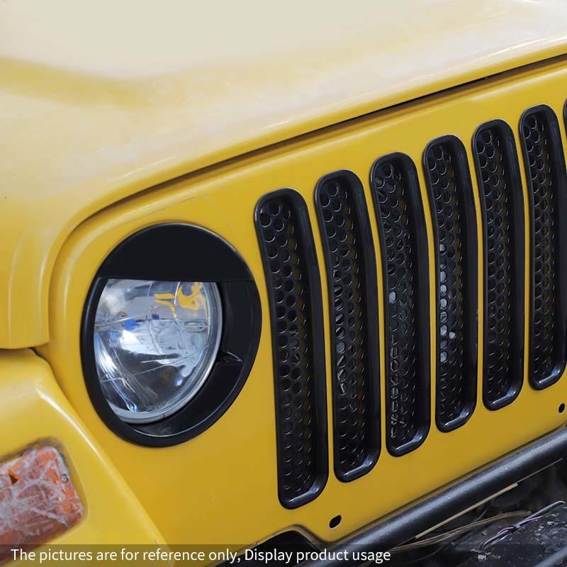 Car Front Hood Grille Ring Cover Headlight Circle Protective Sticker For Jeep Wrangler TJ 1997-2006 Car Exterior Accessories