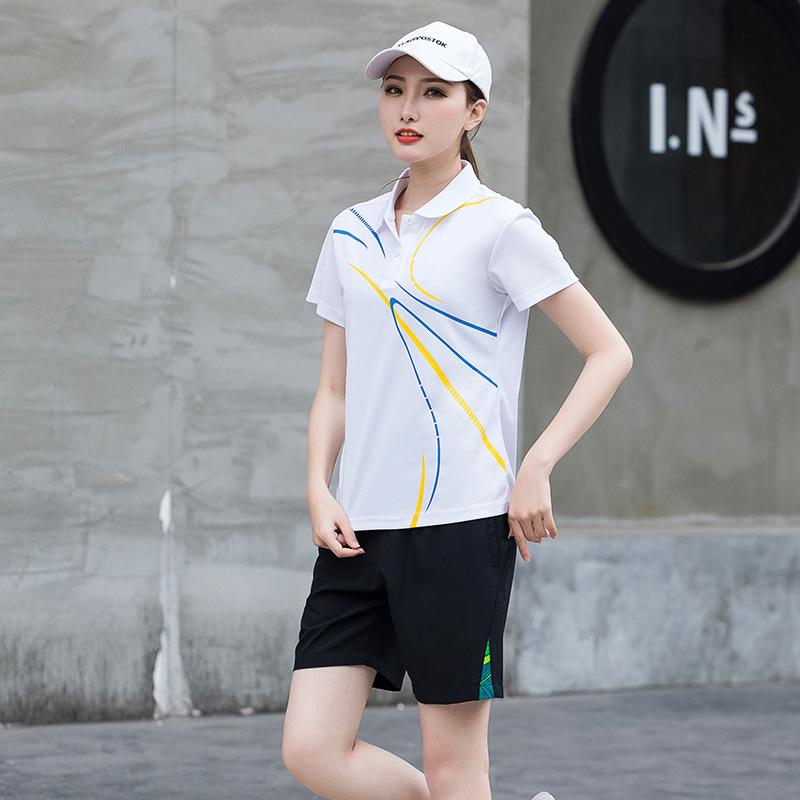 Summer Sports Set: Men's and Women's Lapel Short Sleeve Shorts for Fitness & Running