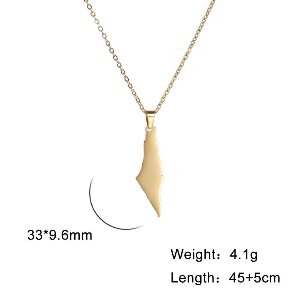 Palestine Israel Map Pendant Necklace Fashion Geography Country Necklaces Stainless Steel Charm Chain Jewelry Men Woman