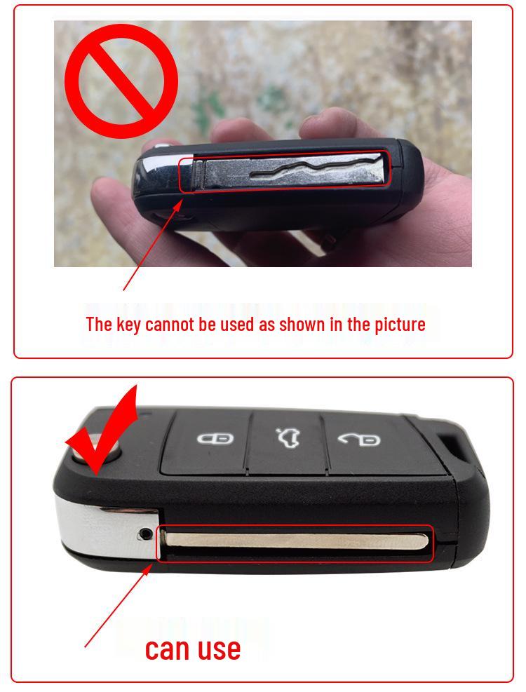 Compatible Shell for Volkswagen T-Roc, Tiguan, Lavida Plus, Skoda Folding Remote Key HU162T (3-Button)