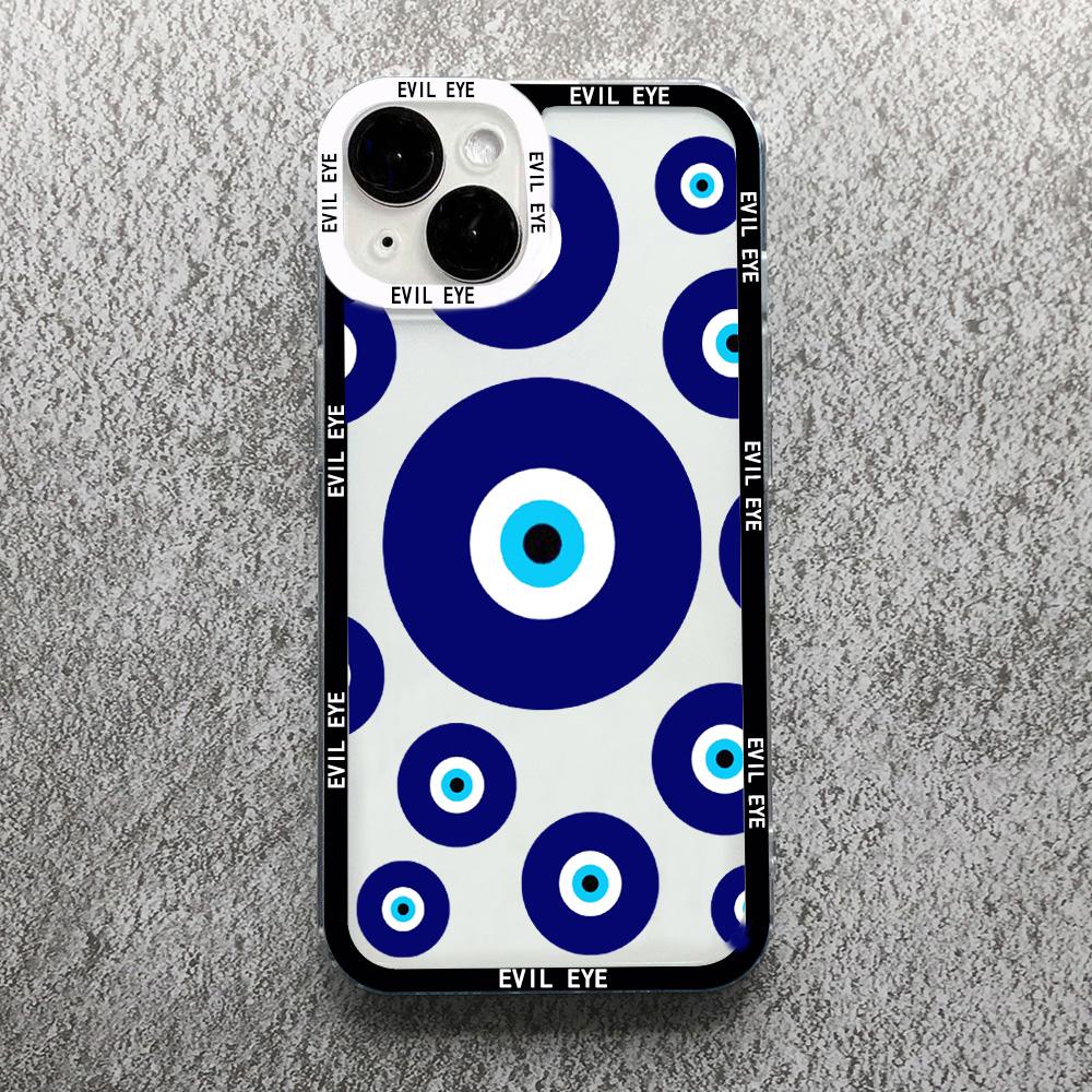 Lucky Eye Blue Evil Eye Print Phone Case For iPhone 14 12 13 11 Pro Max XR X XS MAX 13Pro 7 8 Plus Cover Clear Shockproof Fundas