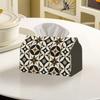 2D Flat, 1pc 2Dflat, Plus Size Geometric Retro Style Home Daily Tissue Box, Polyester Material