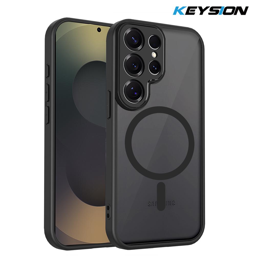 

KEYSION Магнитный чехол для телефона Samsung S22 S23 S24 S25 Ultra 5G Матовый полупрозрачный противоударный чехол для Galaxy S25 + S24 S23 FE for Galaxy S22 Ultra чёрный