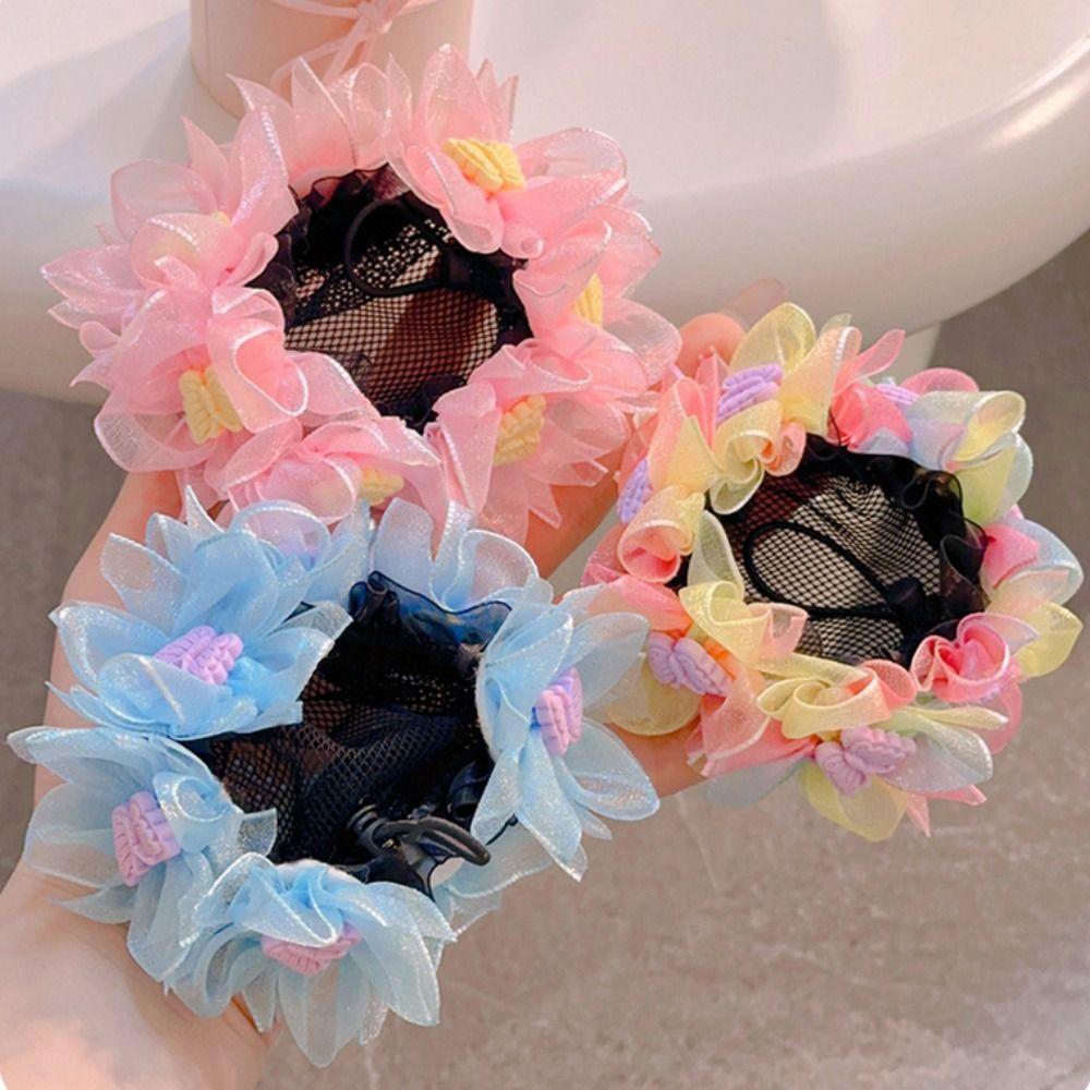 

Модный головной убор для девочек, эластичная сетка для волос, регулируемый чехол для пучка волос, милая балетная сетка для волос для детей разноцветные