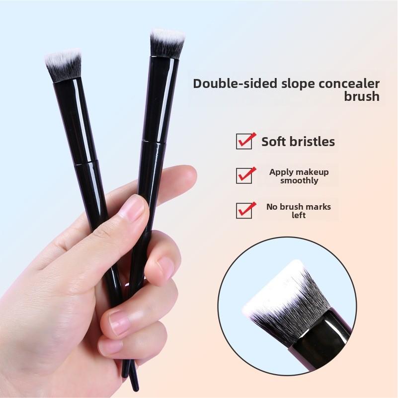 Double Sided Slope Foundation Make-up Painting Brush Foundation Soft Fiber Hair Elegant Black Handle Makeup Brushes for Woman