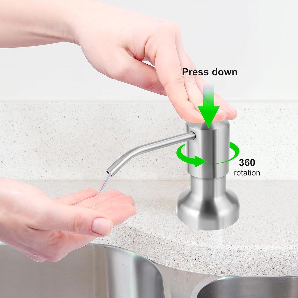 Soap Dispenser for Kitchen Sink, Sink Soap Dispenser with Longer Threaded Shaft Shank, 47" Extension Tube Connects Directly To Dish Soap Container,