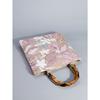 Women's Retro Tote Bag Vintage Pink Embroidery Sequin Bamboo Handle Handbag Elegant Fashion Bag Daily Commute Shopping Travel Bag