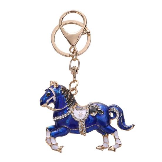 Keychain Pendant Horse Shape Rhinestone Inlaid Key Chain Diverse Color Backpack Keyring Key Accessory