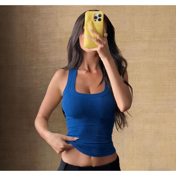 Women's Ribbed Tank Top Slim Fit Square Neck Sleeveless Crop Top Casual Basic Vest